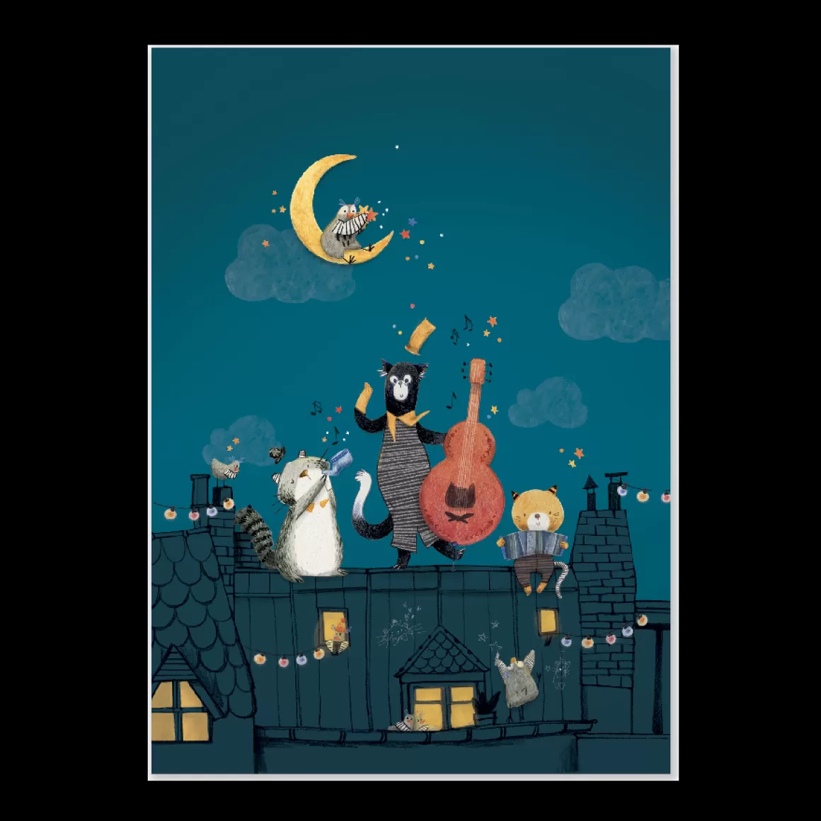 Moulin Roty Affiche Nuit sur les toits 50x70cm Best Sale