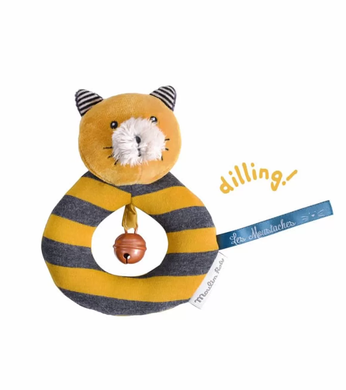 Moulin Roty Anneau-hochet chat moutarde Lulu Store