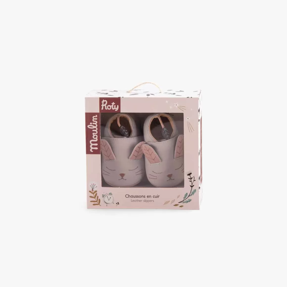 Moulin Roty Chaussons cuir Lapin gris Shop