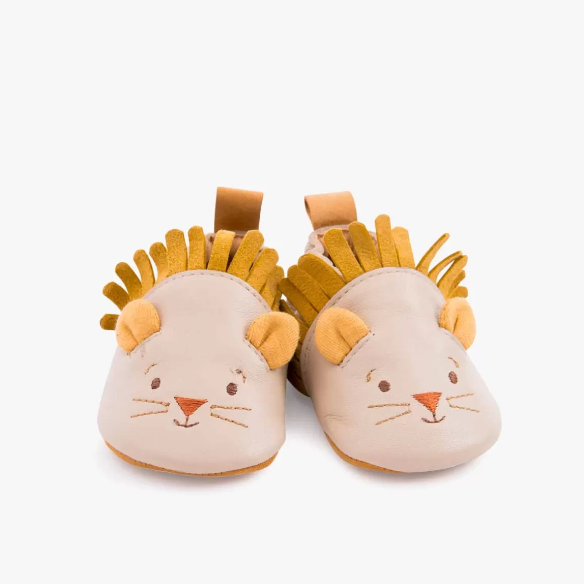 Moulin Roty Chaussons cuir lion beige 6-12 mois New