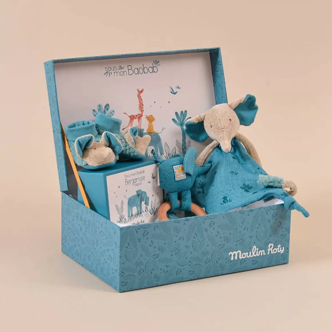 Moulin Roty Coffret cadeau naissance doudou Elu00e9phant Online