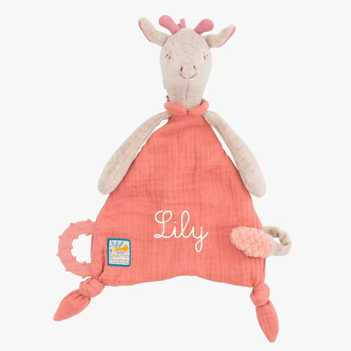 Moulin Roty Doudou attache-tu00e9tine u00e0 broder Girafe Discount