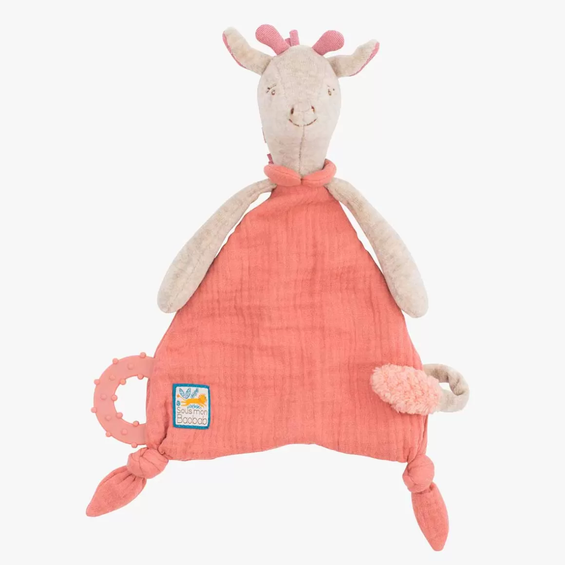 Moulin Roty Doudou attache-tu00e9tine u00e0 broder Girafe Discount