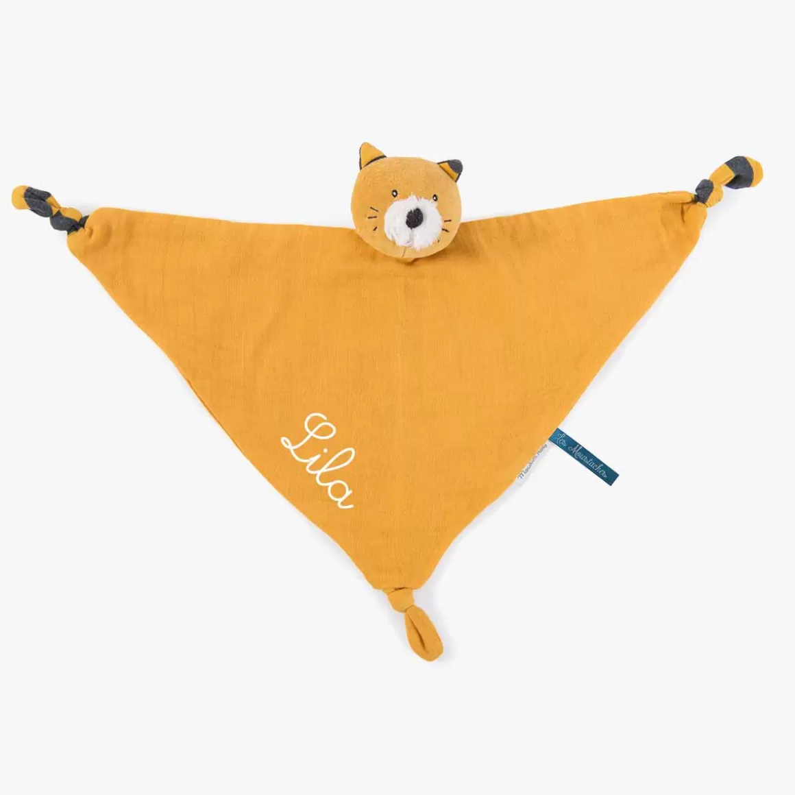 Moulin Roty Doudou lange u00e0 broder chat moutarde Lulu Best Sale