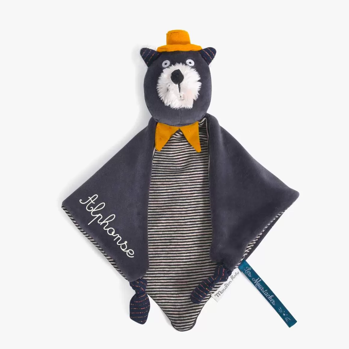 Moulin Roty Doudou u00e0 broder chat gris Alphonse Store