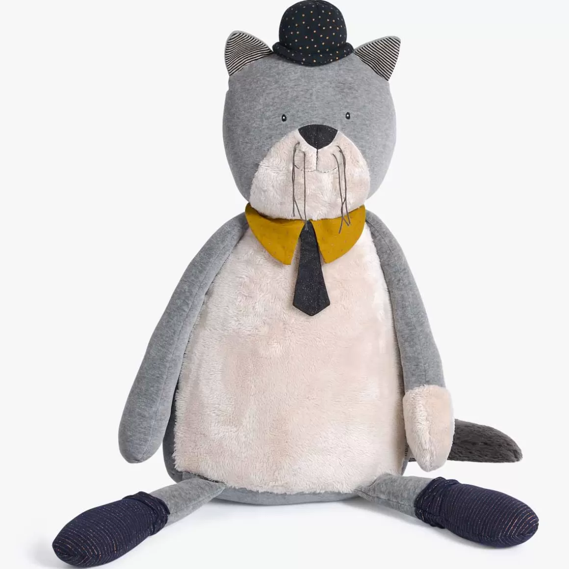 Moulin Roty Peluche gu00e9ante chat gris clair Fernand Hot