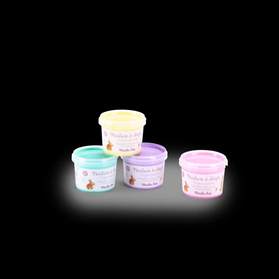 Moulin Roty 4 pots de peinture u00e0 doigts pastel Outlet