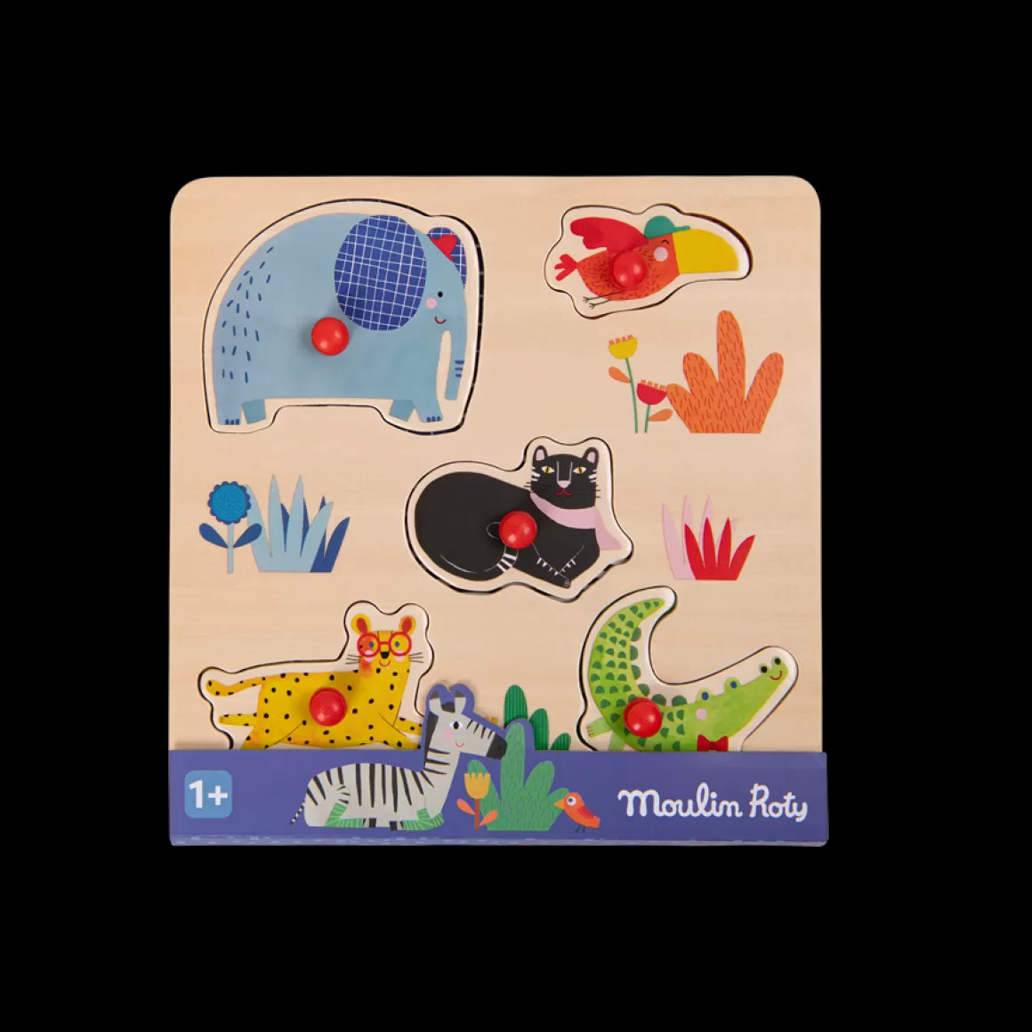 Moulin Roty Puzzle encastrable en bois 5 animaux Store